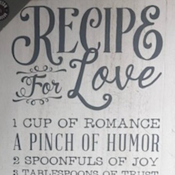 NWT Recipe for Love Kitchen Wall Art Rustic Wood Sign - Picture 3 of 9